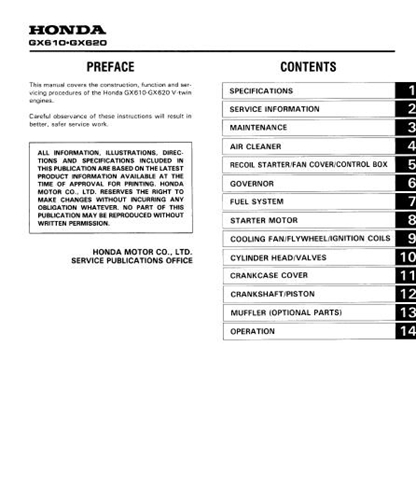 Honda Gxv610, Gxv620 Engine Service Manual