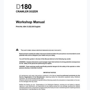 New Holland D180 CRAWLER DOZER Workshop Manual