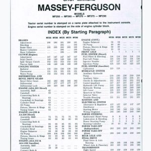 Massey Ferguson Mf255 Mf265 Mf270 Mf275 Mf290 Tractor Shop Manual