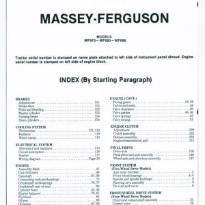 Massey Ferguson Mf670 Mf690 Mf698 Tractor Shop Manual