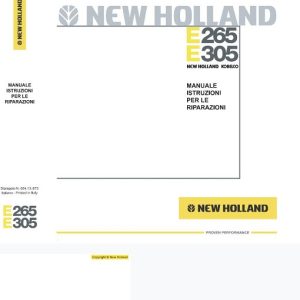 New Holland E265, E305 Tier3 Excavator Repair Manual