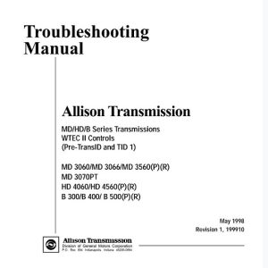 Allison Transmission MD 3060 Series Troubleshooting Manual