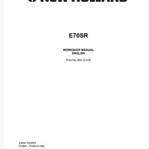 New Holland E70SR Workshop Manual
