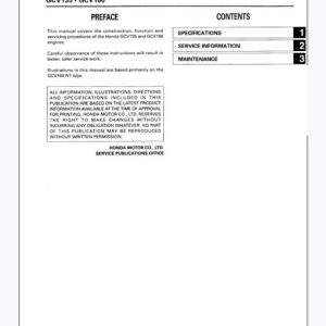 Honda GCV135, GCV160 Engine Service Repair Manual