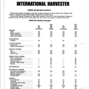 International Harvester Shop Manual 454, 464, 484, 574, 584,674