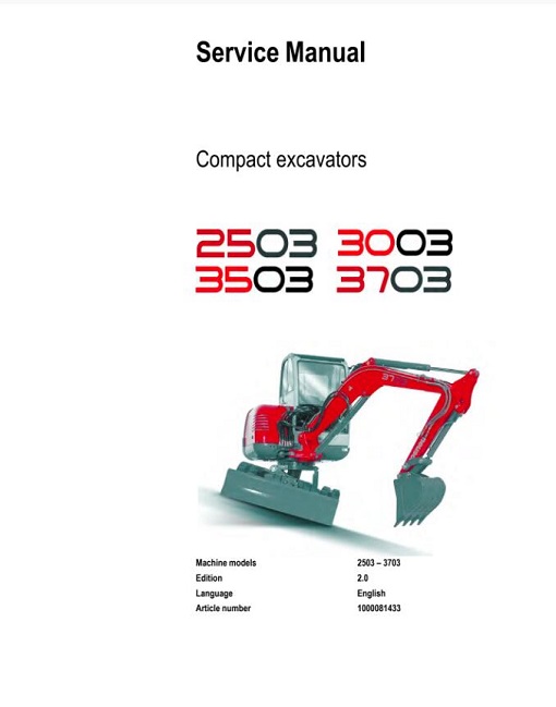 Neuson 2503 3003 3503 3703 Compact Excavator Service Manual