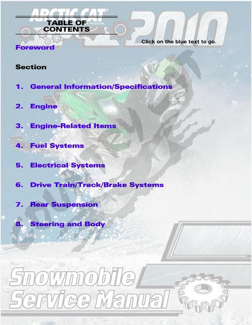 2010 Arctic Cat Snowmobile Service Manual