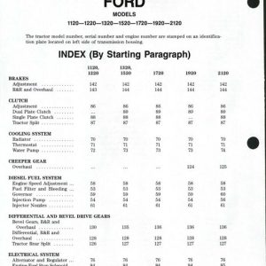 Ford Tractor 1120 1220 1320 1520 1720 1920 2120 Service Shop Manual