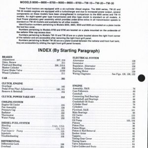 Ford 8000 8600 8700 9000 9600 9700 TW-10 TW-20 TW-30 Tractor Service Shop Manual