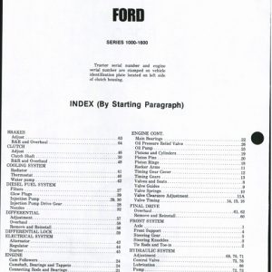 Ford Tractor 1000 - 1600 Series Service Shop Manual