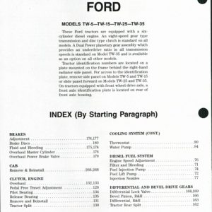 Ford Tractor TW-5, TW-15, TW-25, TW-35 Service Shop Manual