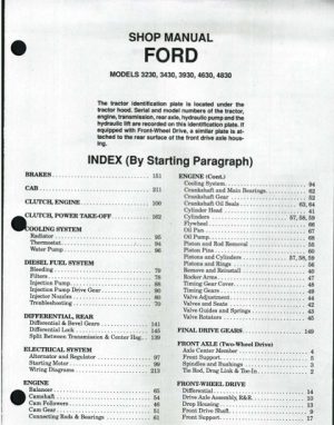 Ford Tractor 3230 3430 3930 4630 4830 Service Shop Manual