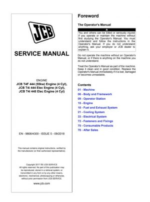 JCB T4F 444 , T4i 444 , T4i 448 Engine Service Manual