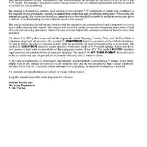 2006 Arctic Cat DVX 400 ATV Service Repair Manual