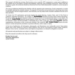 2009 Arctic Cat 400 500 550 700 1000 Thundercat ATV Service Manual