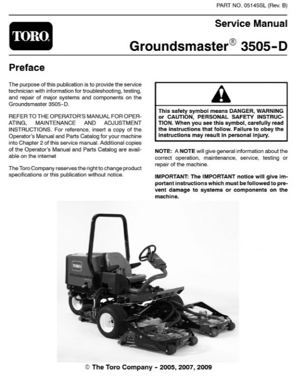 Toro Groundsmaster 3505-D Service Manual