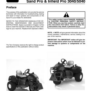 Toro Sand Pro & Infield Pro 3040 5040 Service Manual