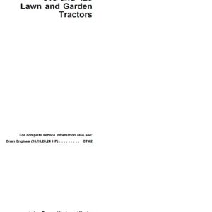 John Deere 316, 318, 420 Lawn Garden Tractors Technical Manual