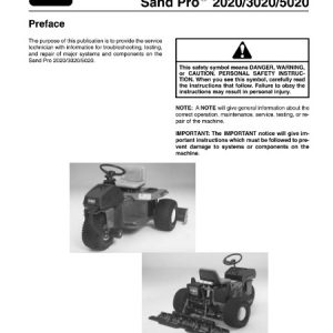 Toro Sand Pro 2020 3020 5020 Service Repair Manual