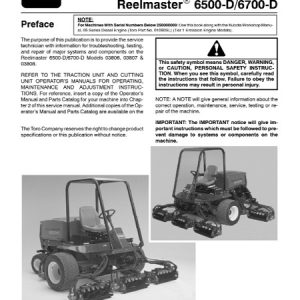 Toro Reelmaster 6500-D, 6700-D Service Repair Manual
