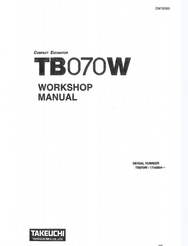 Takeuchi TB070W Compact Excavator Service Manual