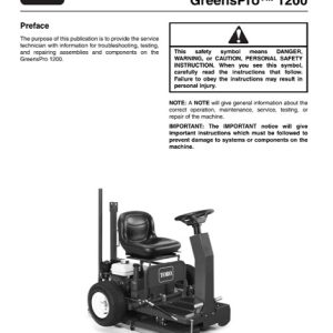 Toro Greens Pro 1200 Service Repair Manual