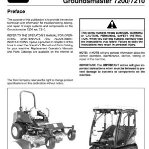 Toro Groundsmaster 7200 7210 Service Manual