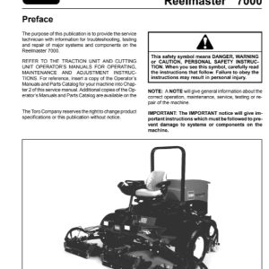 Toro Reelmaster 7000 Mower Service Manual