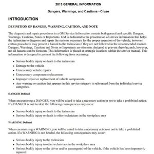 2012-2013 Chevrolet Cruze Service Repair Manual