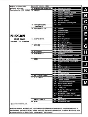 2003 Nissan Murano Service Repair Manual