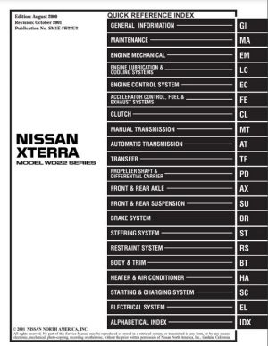 Nissan Xterra 2001 Service Repair Manual