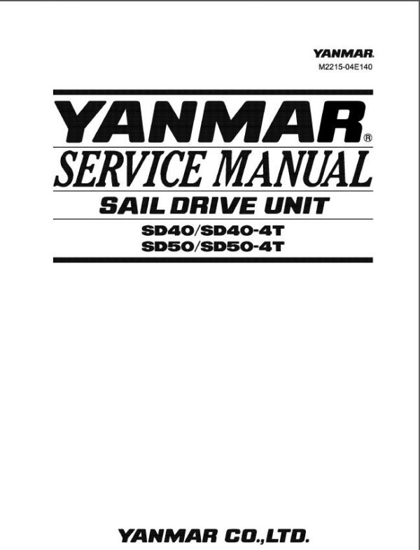 Yanmar Sail Drive Unit Sd40, Sd40-4t, Sd50, Sd50-4t Service Manual