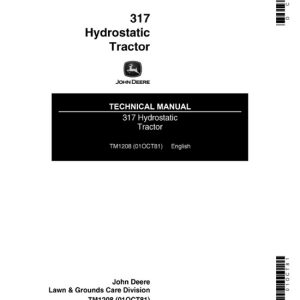 John Deere 317 Hydrostatic Tractor Service Technical Manual