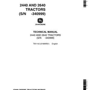 John Deere 2440, 2640 Tractors Service Technical Manual
