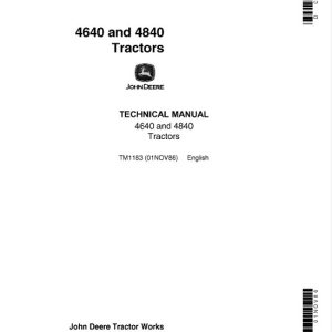 John Deere 4640, 4840 Tractors Service Technical Manual