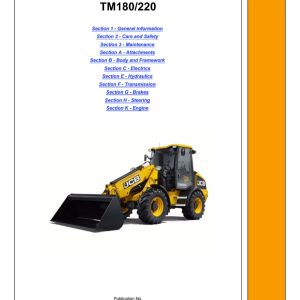 JCB TM180, TM220 Telescopic Wheeled Loader Service Repair Manual