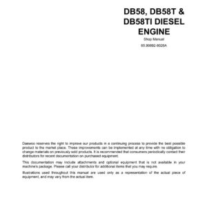 Daewoo Doosan DB58, DB58T & DB58TI Diesel Engine Shop Manual