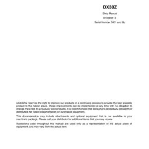 Doosan DX30Z Track Excavator Shop Manual