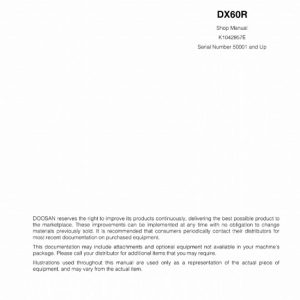 Doosan DX60R Excavator Service Shop Manual