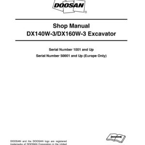 Doosan DX140W-3, DX160W-3 Excavator Shop Manual
