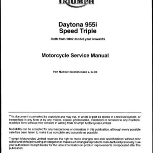 2002 Triumph Daytona 955i Speed Triple Service Manual