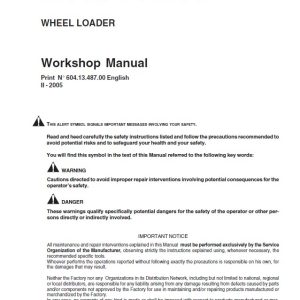 New Holland W110, W110TC Wheel Loader Service Manual