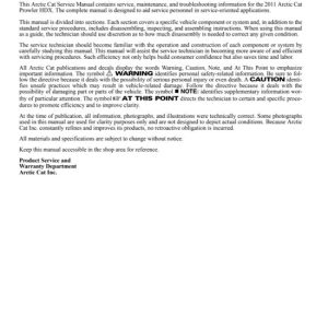 Arctic Cat 2011 Prowler HDX ROV Service Manual