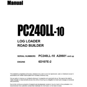 Komatsu Pc240ll-10 Log Loader Road Builder SHop Manual