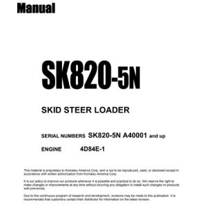 Komatsu SK820-5N Skid Steer Loader Shop Manual
