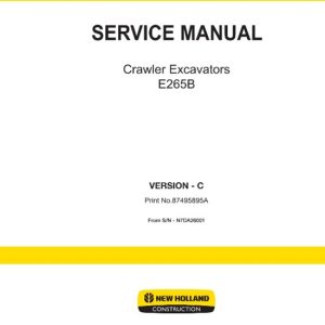 New Holland E265B Crawler Excavator Service Manual