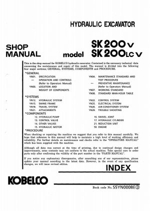 Kobelco SK200V SK200LC V Excavator Shop Manual