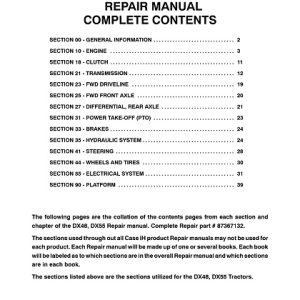 Case IH DX48, DX55 Tractors Service Repair Manual