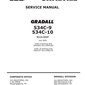 JLG Gradall Telehandlers 534C-9, 534C-10 Service Manual