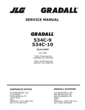 JLG Gradall Telehandlers 534C-9, 534C-10 Service Manual